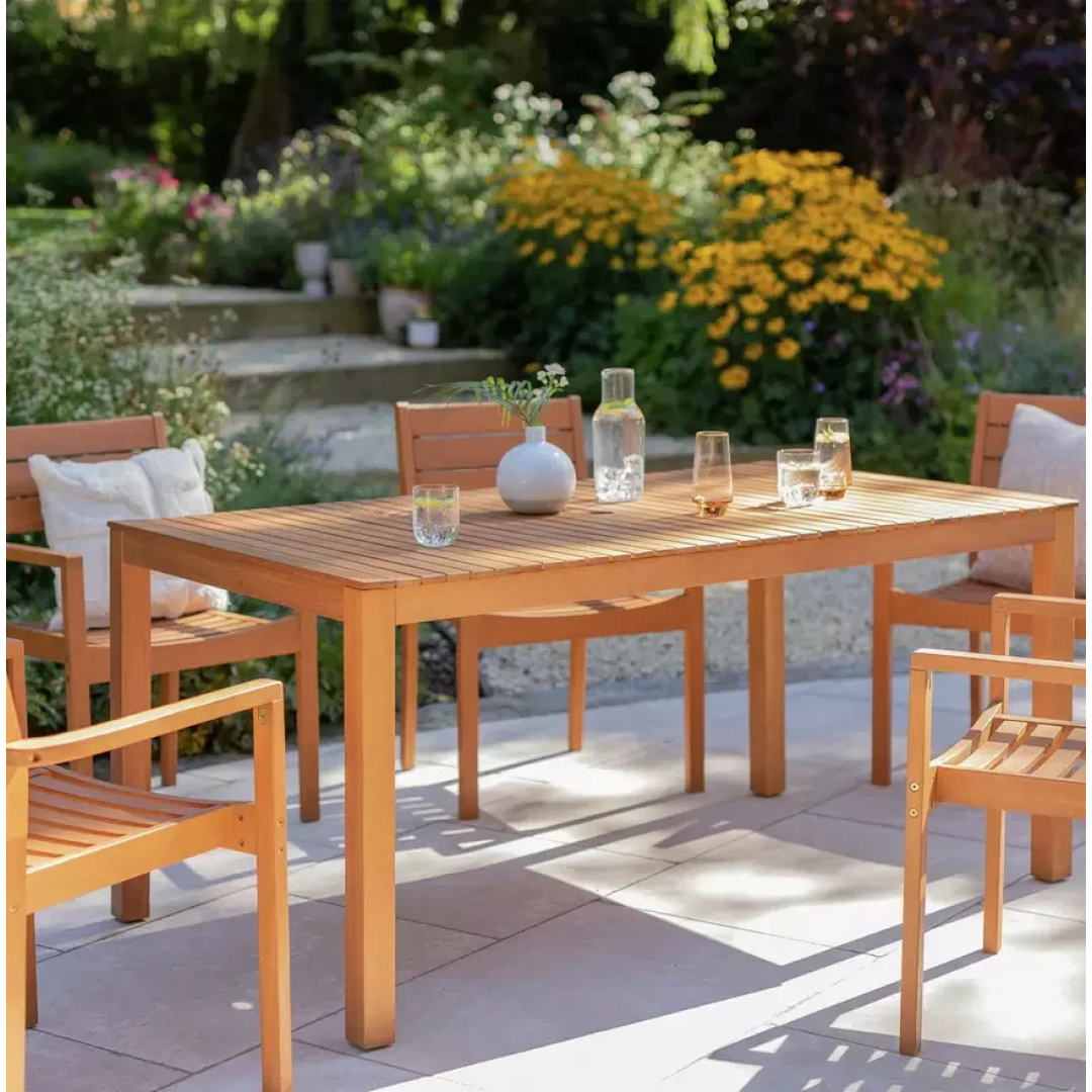Luana Rectangular Garden Table Light Wood | Outdoor Patio Dining Table Luana Rectangular Garden Table Light Wood | Outdoor Patio Dining Table