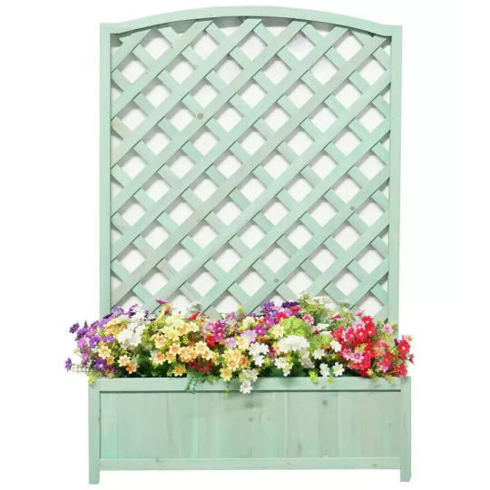 Wooden Lattice Planter - Green