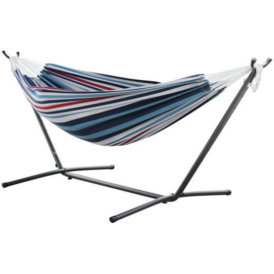 Vivere Double Cotton Hammock with Stand - Denim