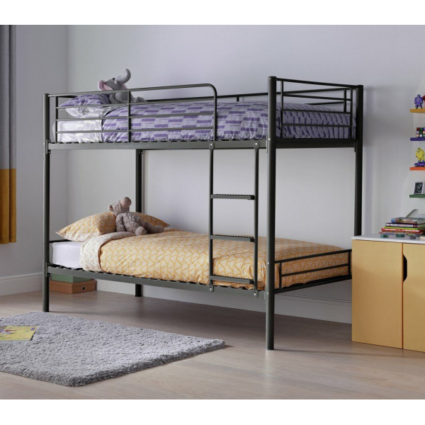 Mason Single Bunk Bed For Kids / Adults / Teenager -Black 2 Memory Foam Mattress