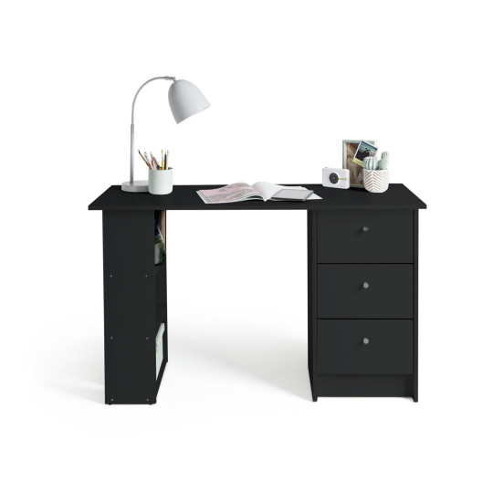 Malibu 3 Drawer Office Desk - Black ( B Grade 13280 )