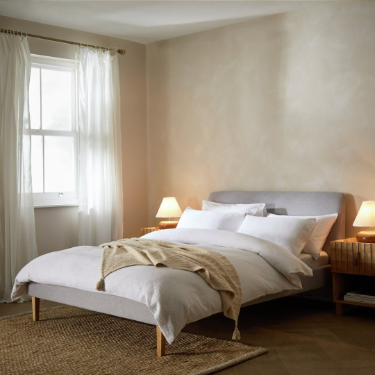 Ren Kingsize Fabric Bed Frame - Light Grey | soft fabric bed frame