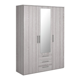 Home Brisbane 3 Door 3 Drawer Wardrobe – GreyOak | Wardrobe with storage