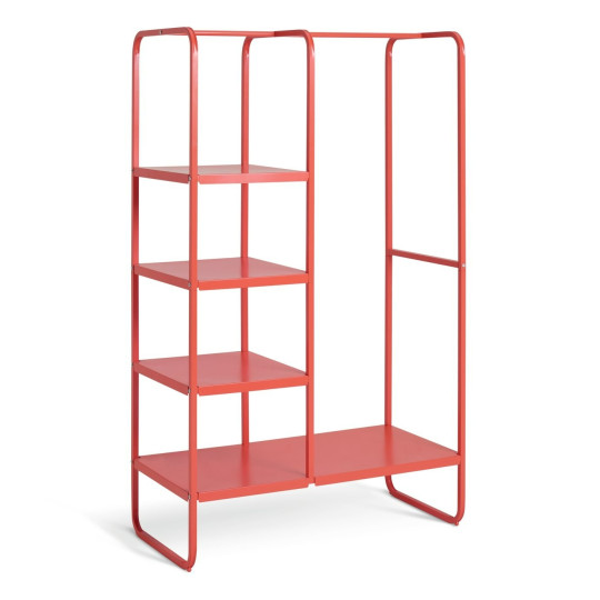Lorelei Rail With Shelves - Red | Double clothes rail and shelving unit