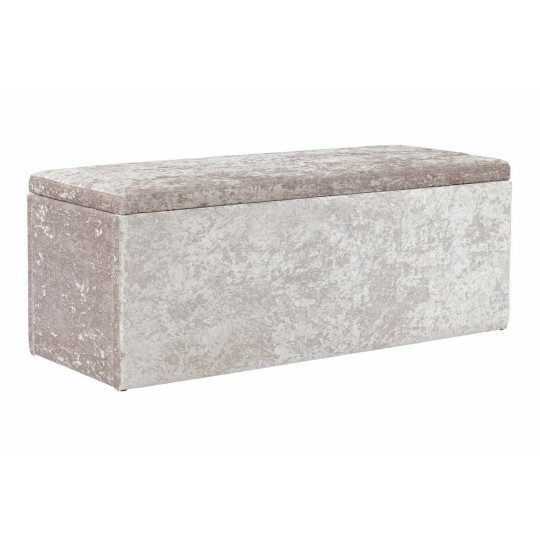 Home Kourtney Crushed Velvet Ottoman - Silver | Stylish Footstool Pouffe Living