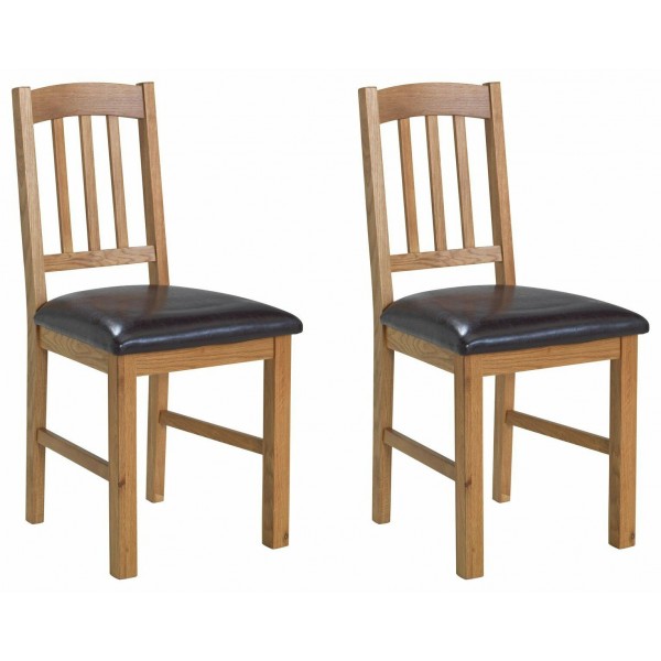 Pair of Solid Oak Slatted Chairs