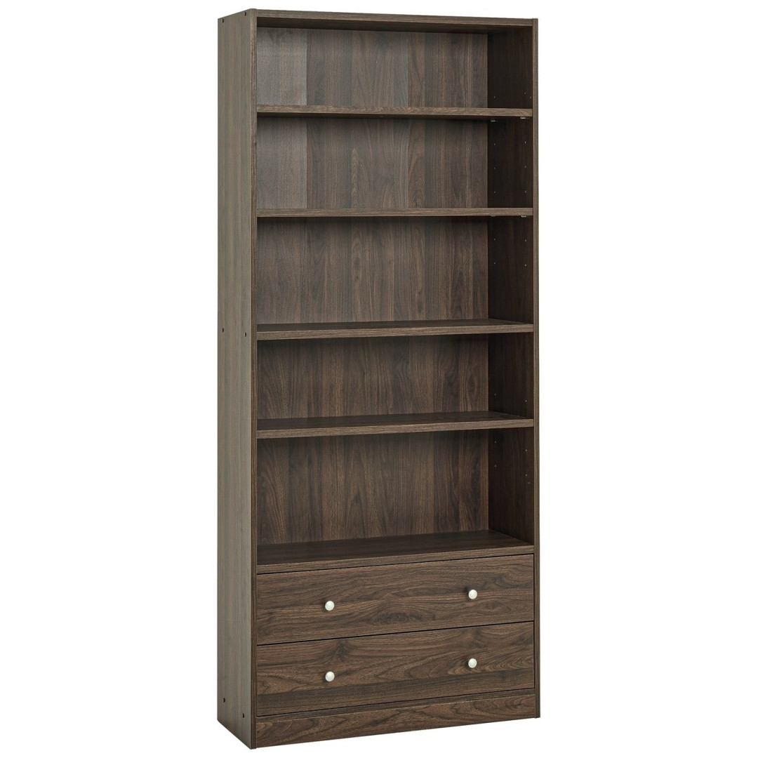 Home Maine 2 Drawer Bookcase - Walnut | Neat Accessory Storage Home Maine 2 Drawer Bookcase - Walnut | Neat Accessory Storage