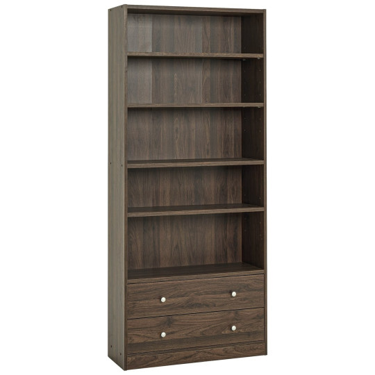 Home Maine 2 Drawer Bookcase - Walnut | Neat Accessory Storage