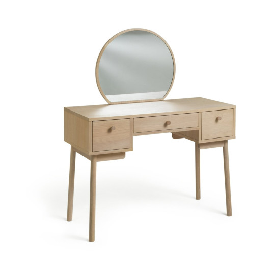 Moorlands 3 Drawer Dressing Table - Light Oak Veneer | Modern Vanity Station
