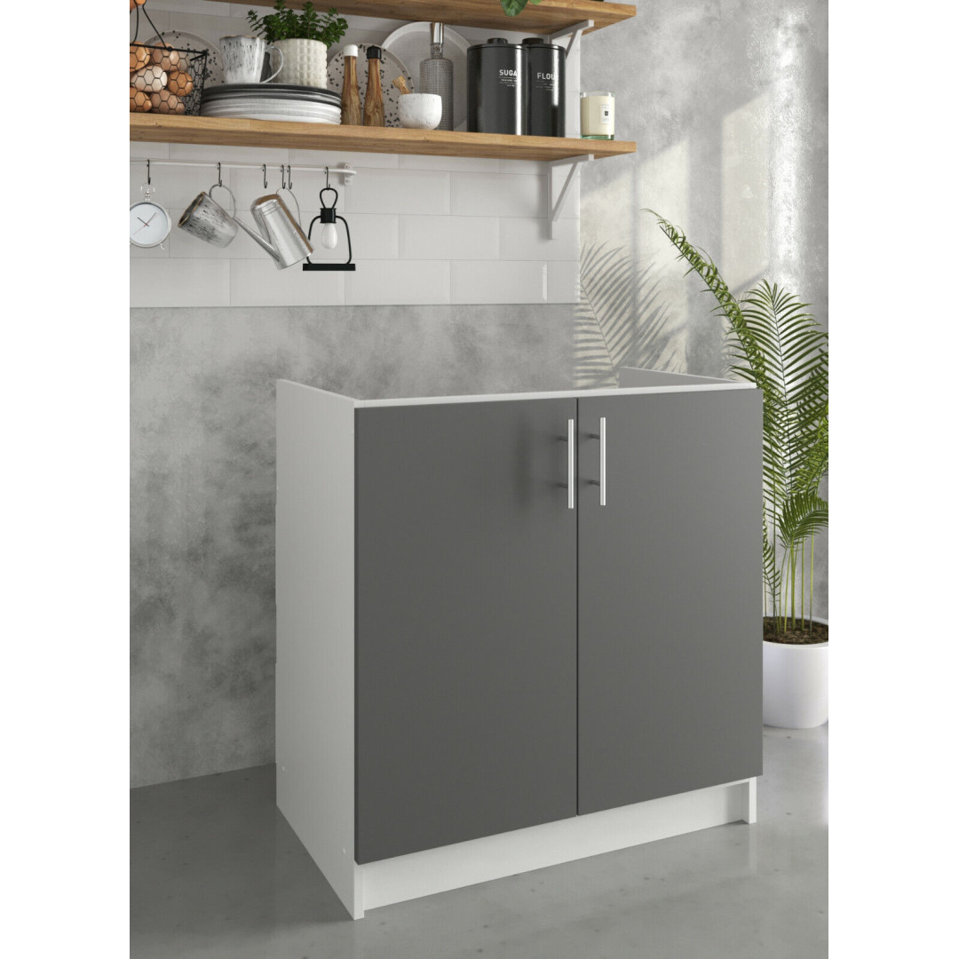 Kitchen Base Sink Cabinet 800mm Cupboard Dark Grey - Grey - White Matt or Gloss