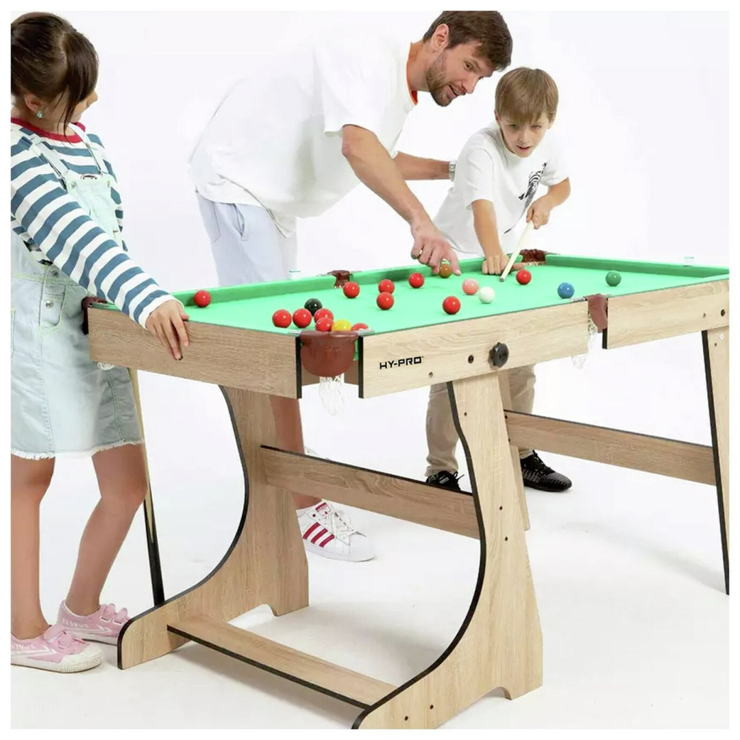 Hy Pro 6ft Folding Snooker and Pool Table Oak