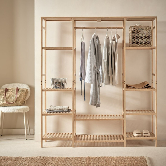 Habitat Cullen Triple Bamboo Open Wardrobe - Natural