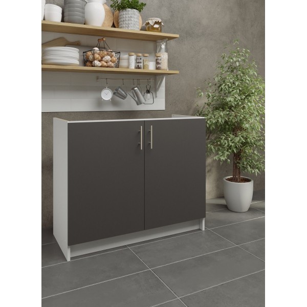 Kitchen Base Sink Unit 1000mm Storage Cabinet With Doors 100cm - Dark Grey Matt