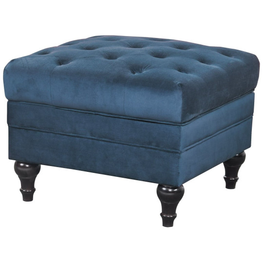 Chesterfield Velvet Storage Footstool - Blue