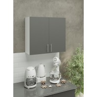 Kitchen Wall Unit 800mm Storage Cabinet With Doors and Shelf 80cm - Grey Matt