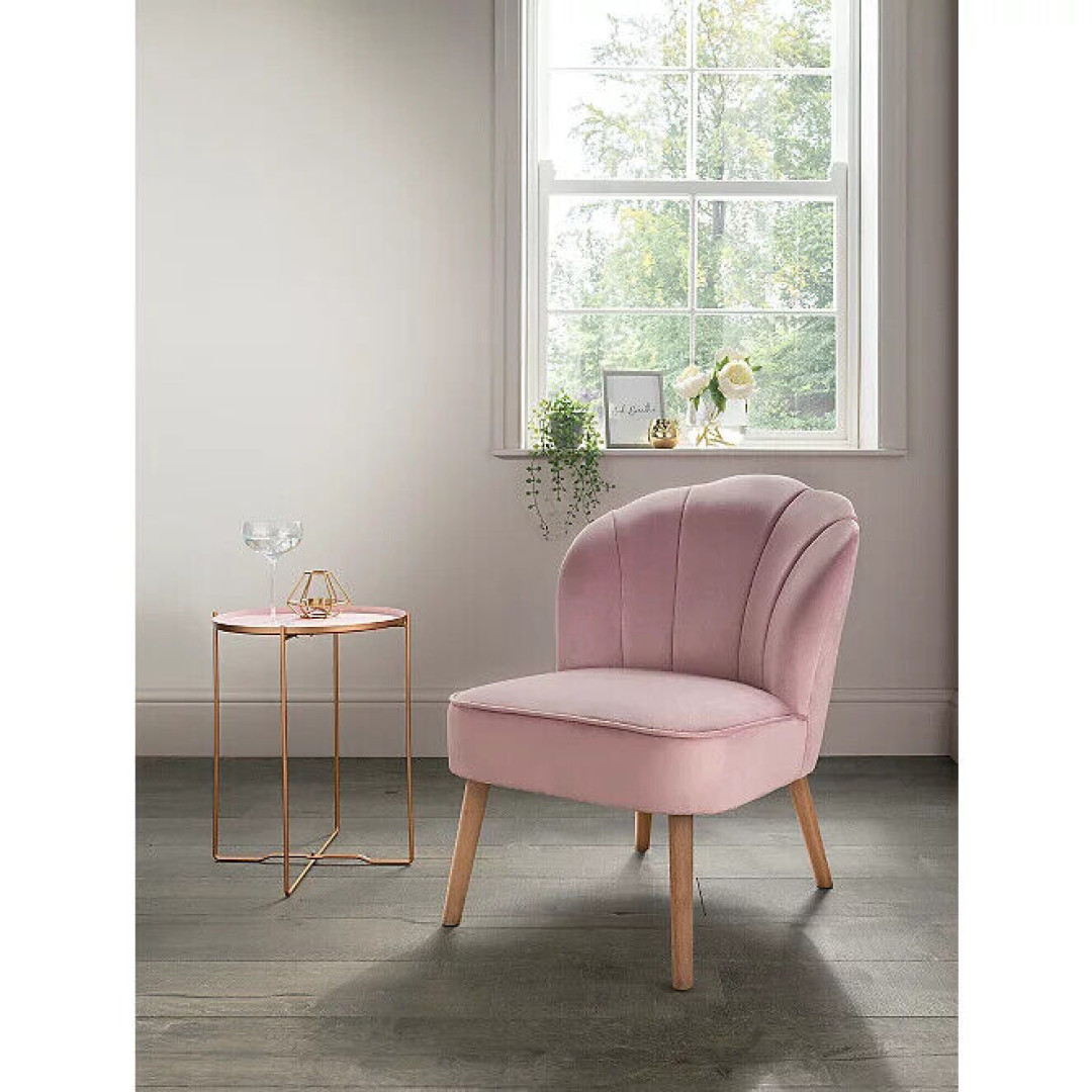 Pink Velvet Cocktail Accent Chair