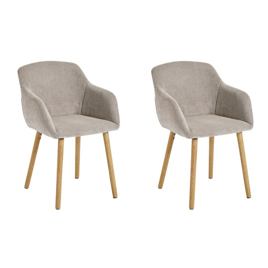Home Alarik Pair of Fabric Dining Chairs - Natural | Kitchen Table Chair Set