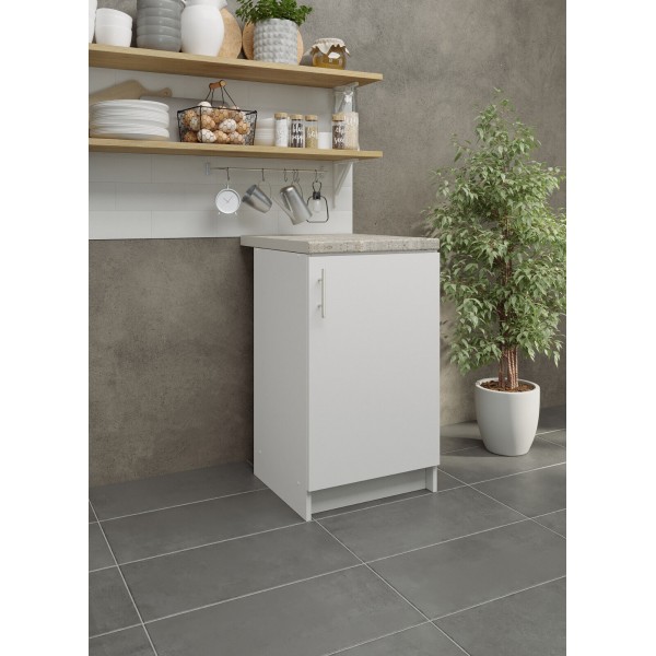 Kitchen Base Unit 500mm Storage Cabinet & Doors 50cm - White Matt With Worktop