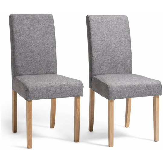 Home Pair of Tweed Fabric Dining Chairs - Grey | Textured Upholstered Comfort