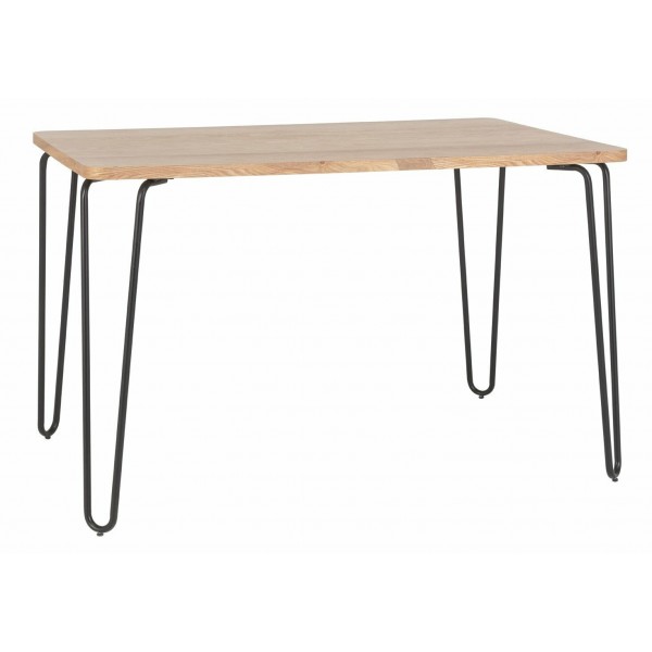 Tyler Ash and Black Metal 4-6 Seat Dining Table