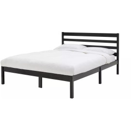 Kaycie Double Bed Frame 4FT6 With Headboard - Wooden - Black - No Mattress