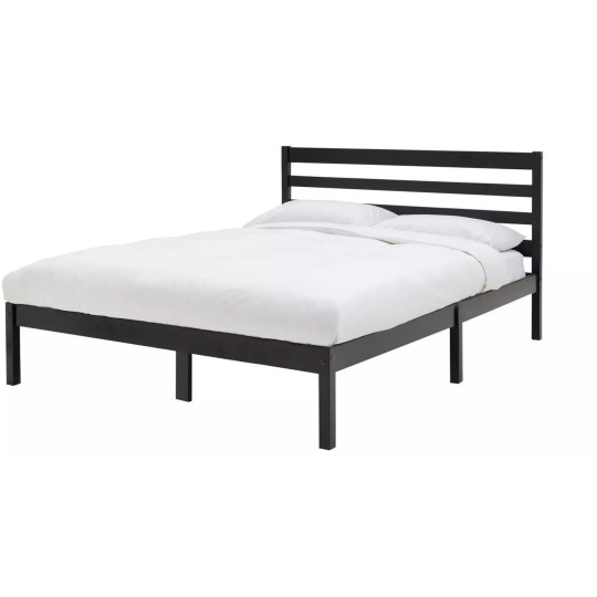 Kaycie Double Bed Frame 4FT6 With Headboard - Wooden - Black - No Mattress