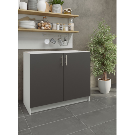 Kitchen Base Unit 1000mm Storage Cabinet & Doors 100cm Dark Grey Matt No Worktop