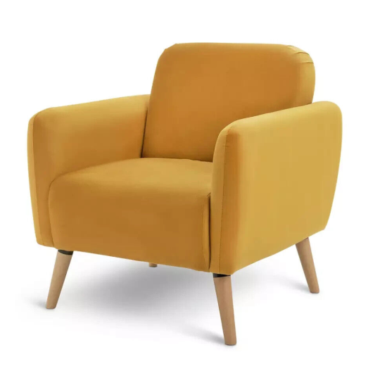 Elsie Self Assembly Fabric Armchair - Mustard