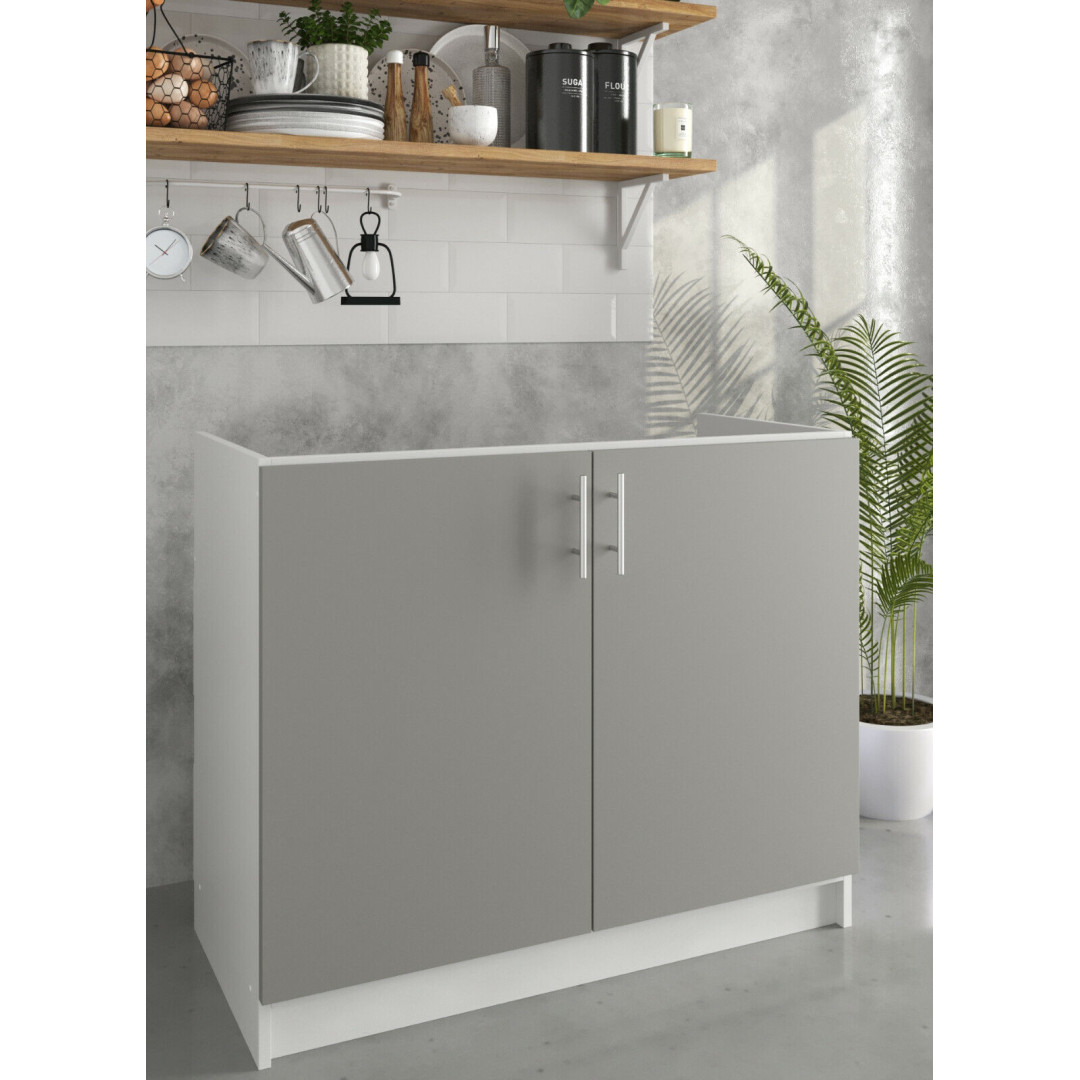 JD Greta Kitchen 1000mm Base Sink Cabinet - Grey
