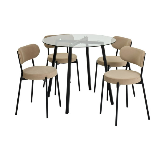 Fyra Glass Dining Table & 4 Natural Chairs