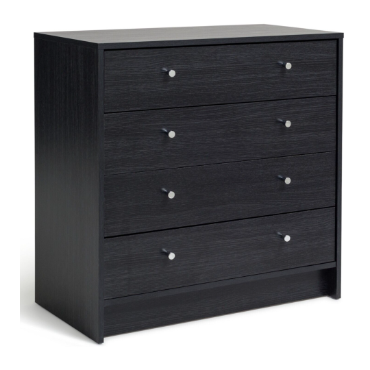 Malibu 4 Drawer Wide Chest - Black Oak Effect | Bedroom Storage Unit for Clothes