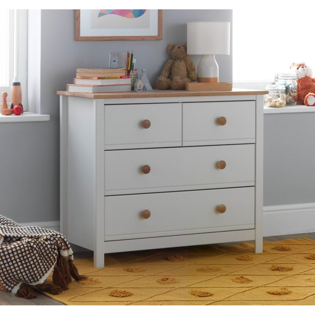 Kids Brooklyn 2+2 Chest of Drawers - White and Oak