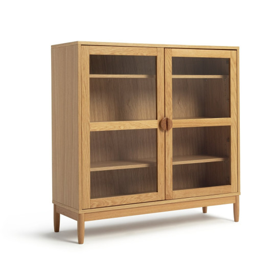 Cornelia 2 Door Glass Short Display Cabinet -Natural | Wonderfully Rustic Piece