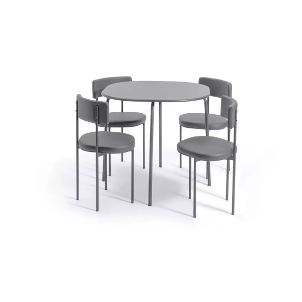 Jayla Metal Dining Table & 4 Grey Chairs