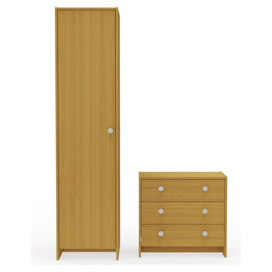 Seville 2 Piece 1 Door Wardrobe Set - Oak ( B Grade 38686 - 38687 )