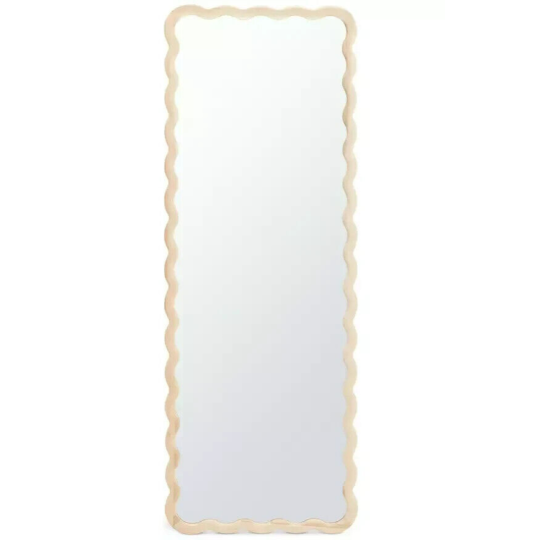 Full length Wavy Wall Mirror - Wood - 150x55cm