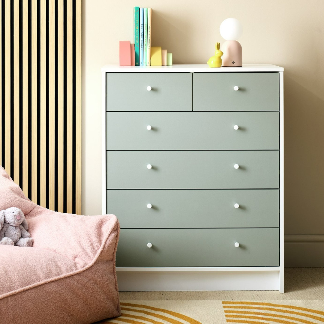Home Kids Malibu drawer Chest Green and White Kids bedroom