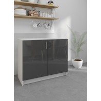 Kitchen Base Sink Unit 1000mm Storage Cabinet With Doors 100cm - Dark Grey Gloss