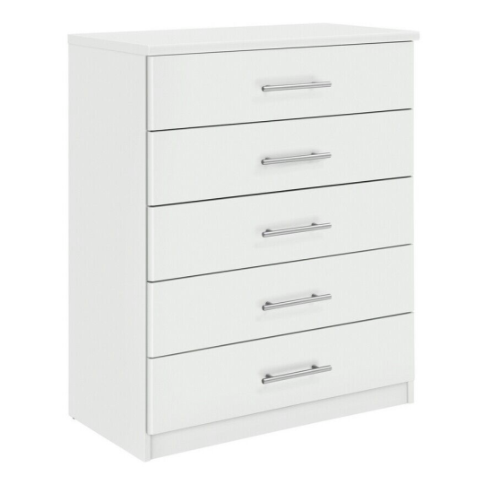 Home Normandy 5 Drawer Chest of Drawers White | Storage Furniture for Bedroom