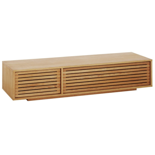 Max Slatted 2 Door TV Unit - Natural | Modern Media Console with Storage