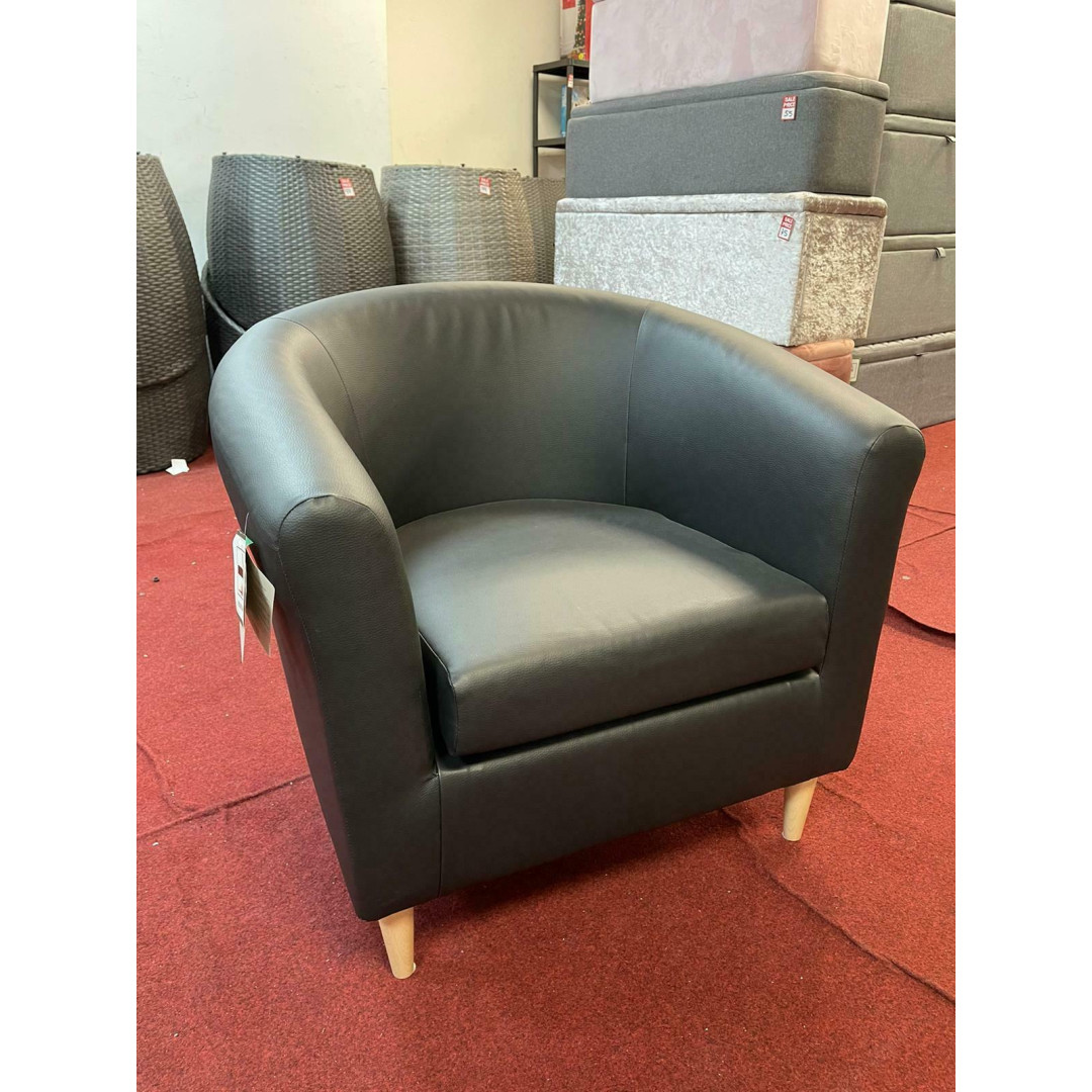 Home Faux Leather Tub Chair - Black
