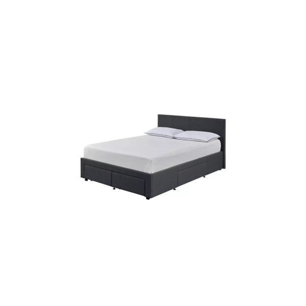 Heathdon 4 Drawer Double Fabric Bed Frame - Grey