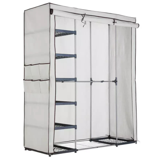 Covered Metal Triple Wardrobe - Cream