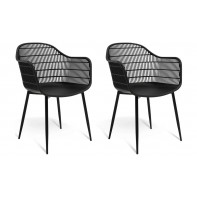 Serpa Set of 2 Plastic Garden Chairs - Black