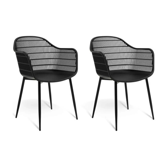 Habitat Serpa Set of 2 Plastic Garden Chairs - Black