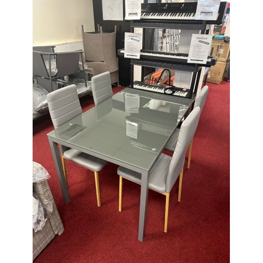 Lido Glass Dining Table & 4 Helena Grey Chairs