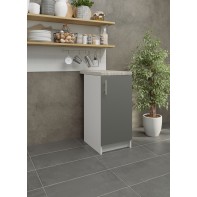 Kitchen Base Unit 400mm Storage Cabinet & Doors 40cm - Grey Matt With Worktop