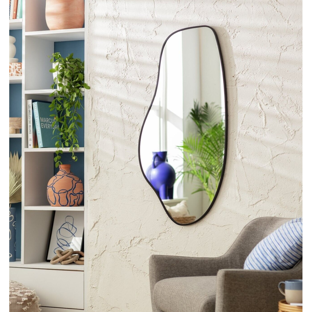 Full Length Asymmetric Wall Mirror Black - 100x49cm