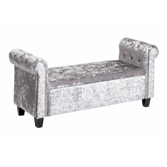 Crushed Velvet Ottoman - Silver