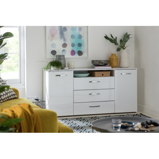 Hayward 2 Door 3 Drawer Sideboard - White Gloss